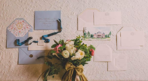 blue and cream wedding invitations