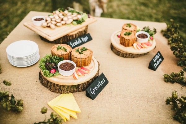 rustic cocktail hour setup