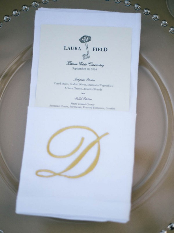 gold monogram dinner napkin