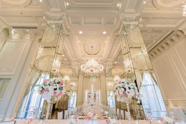 pink and crystal wedding decor