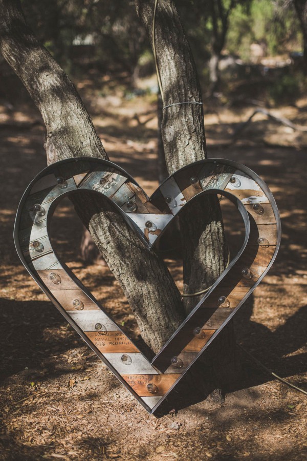 recycled wood heart light marquee