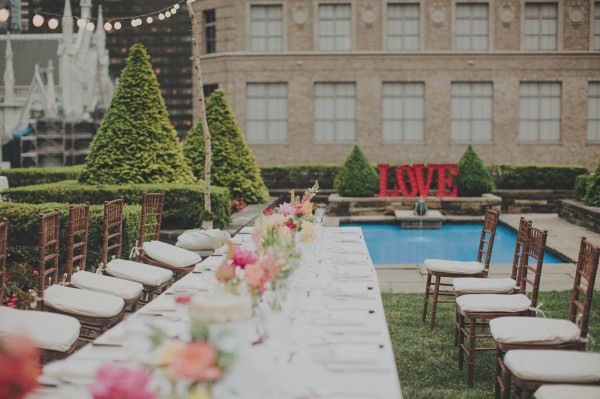 modern wedding with LOVE marquee