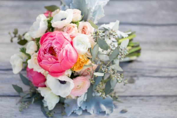 bouquet with peonies and anemonies