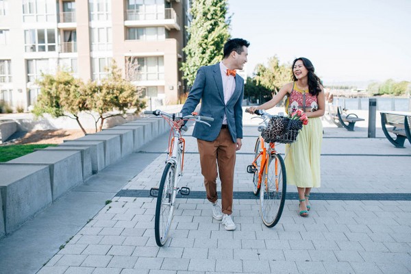 fun engagement session with bikes