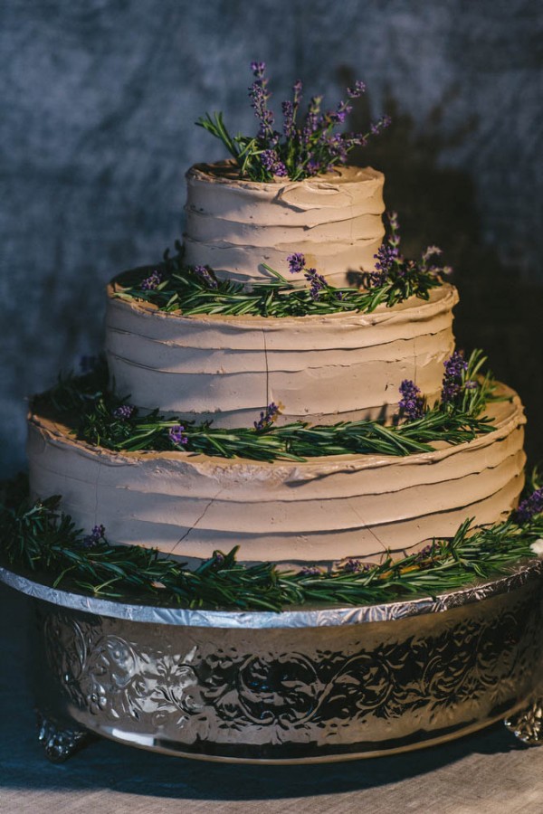 chocolate cake with lavender and sage