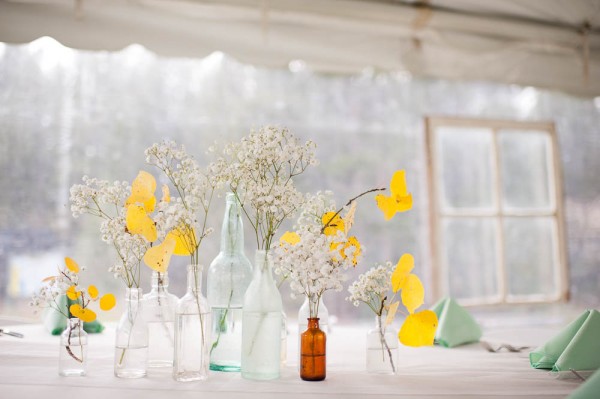 yellow and aqua wedding decor