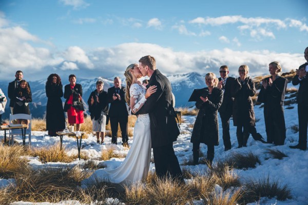 epic wedding kiss