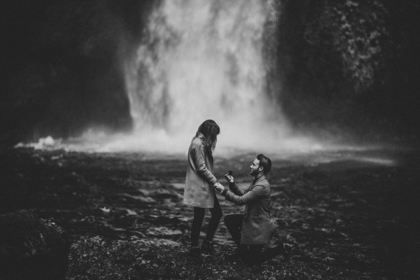 romantic proposal in the mountains