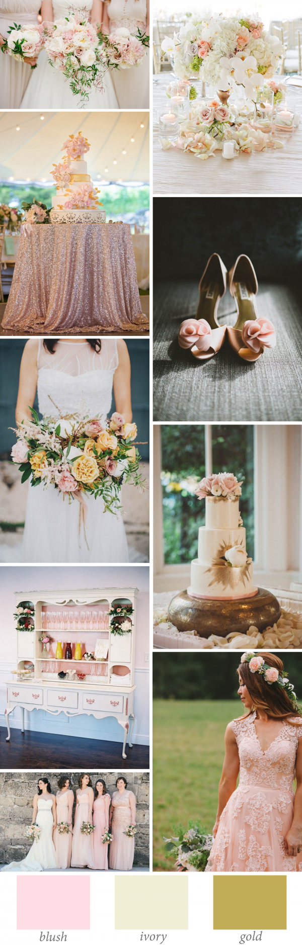 blush ivory and gold wedding color palette