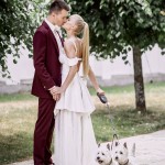 Fashionable White and Marsala Wedding in Lithuania