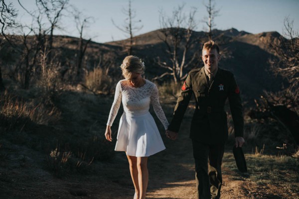 Vintage-Inspired Bride-Marine-Corps-Groom-Said-I-Do-Along-Pacific-Crest-Trail-25