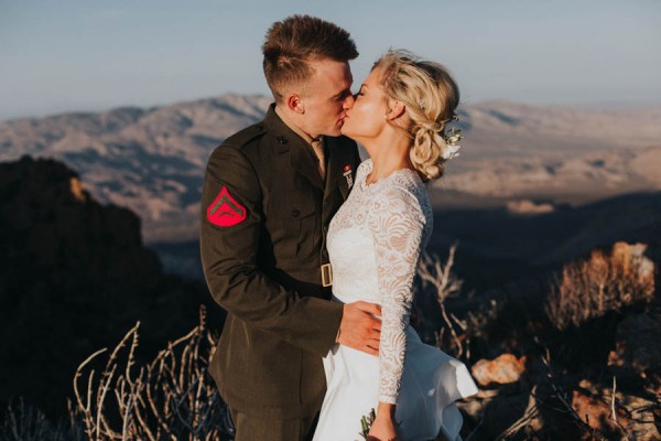 Vintage-Inspired Bride-Marine-Corps-Groom-Said-I-Do-Along-Pacific-Crest-Trail-40