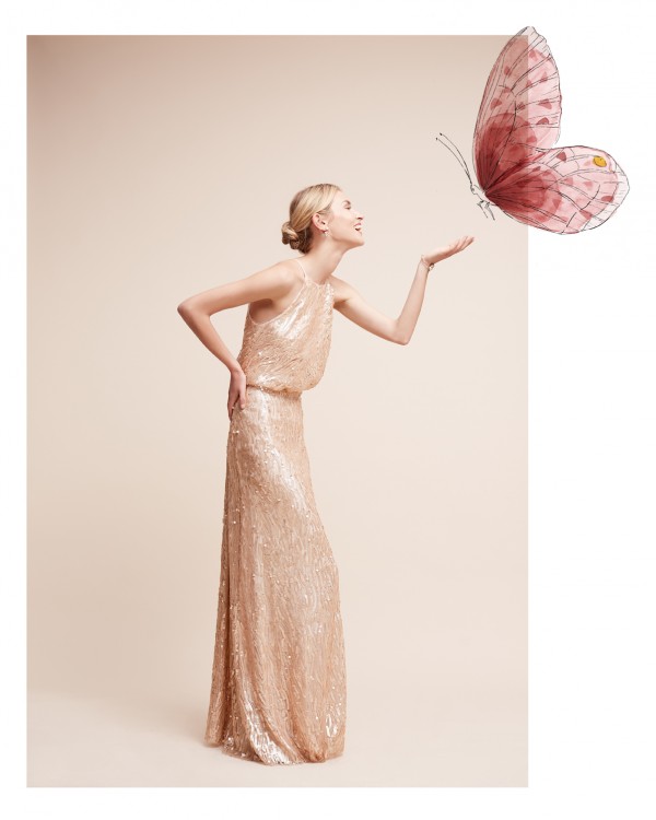 BHLDN sequin bridesmaids gown