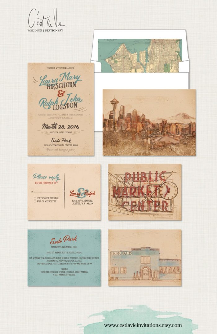 The Best in Etsy Wedding Invitation Suites | Junebug Weddings