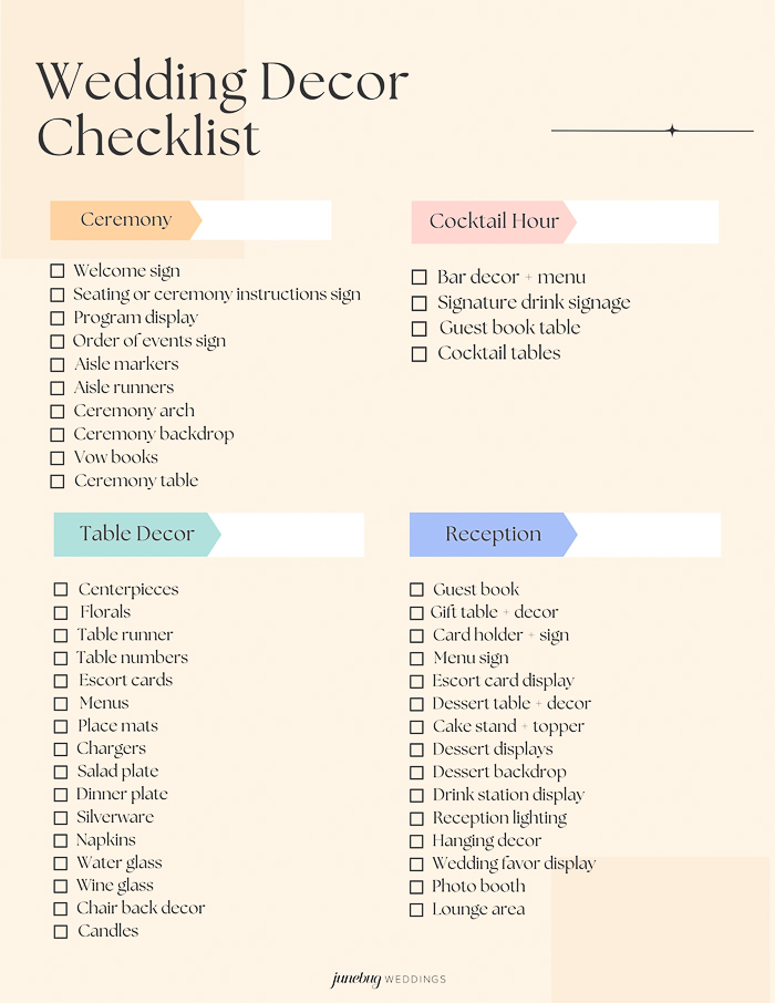 Wedding Decorations Checklist - Web Undangan