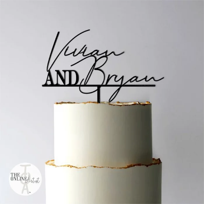 Cake topper personnalisé mariage initial