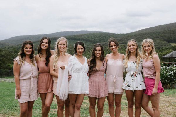 Bridesmaid getting outlet ready rompers