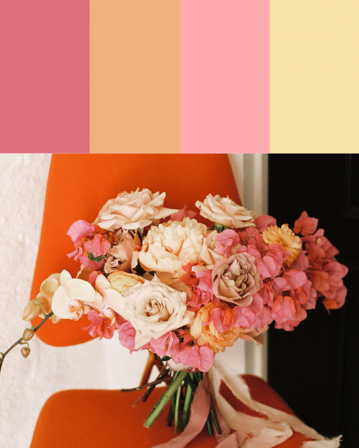 peachy pink floral color palettes graphic