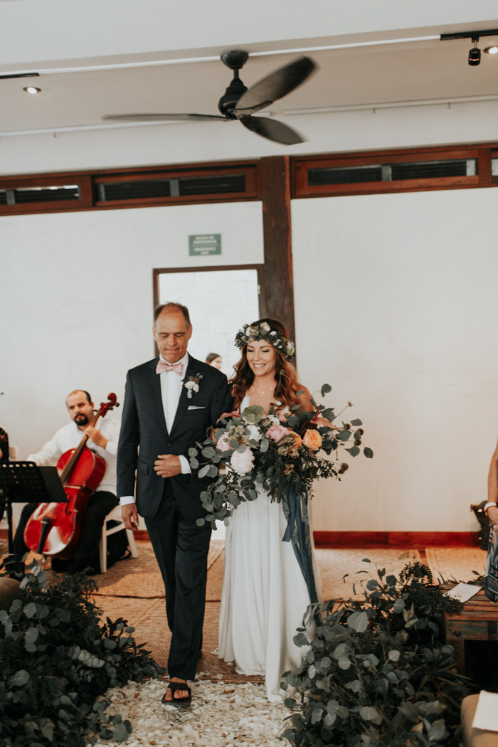 Boho Tulum Destination Wedding at Ak'iin Beach Club | Junebug Weddings