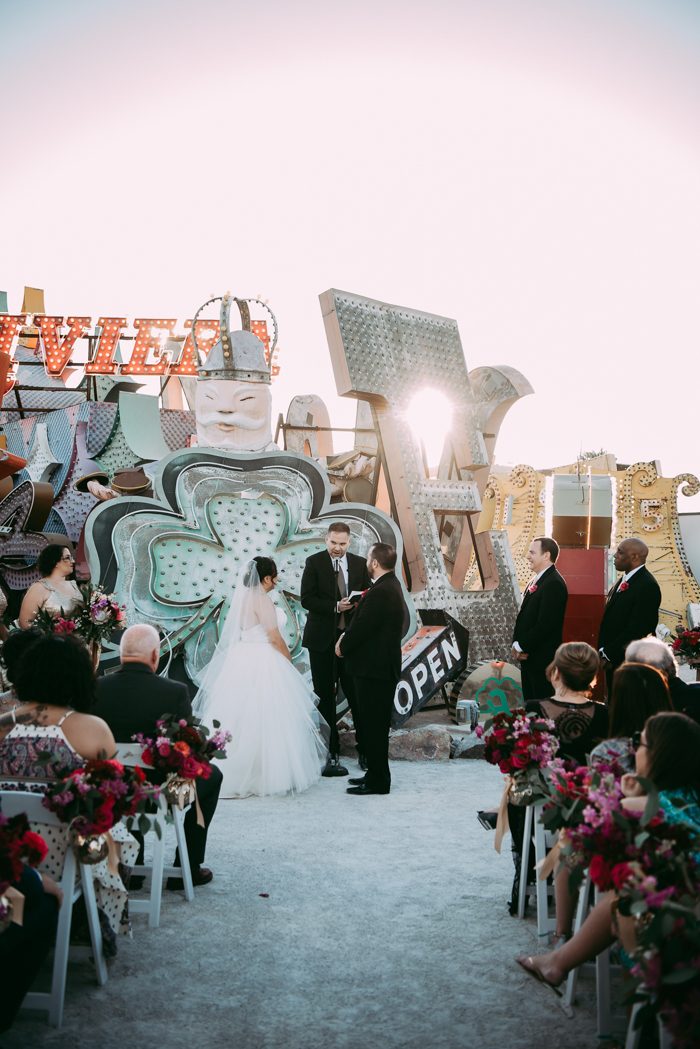 A Las Vegas Neon Museum Wedding Full of Quirk, Color, and Charm