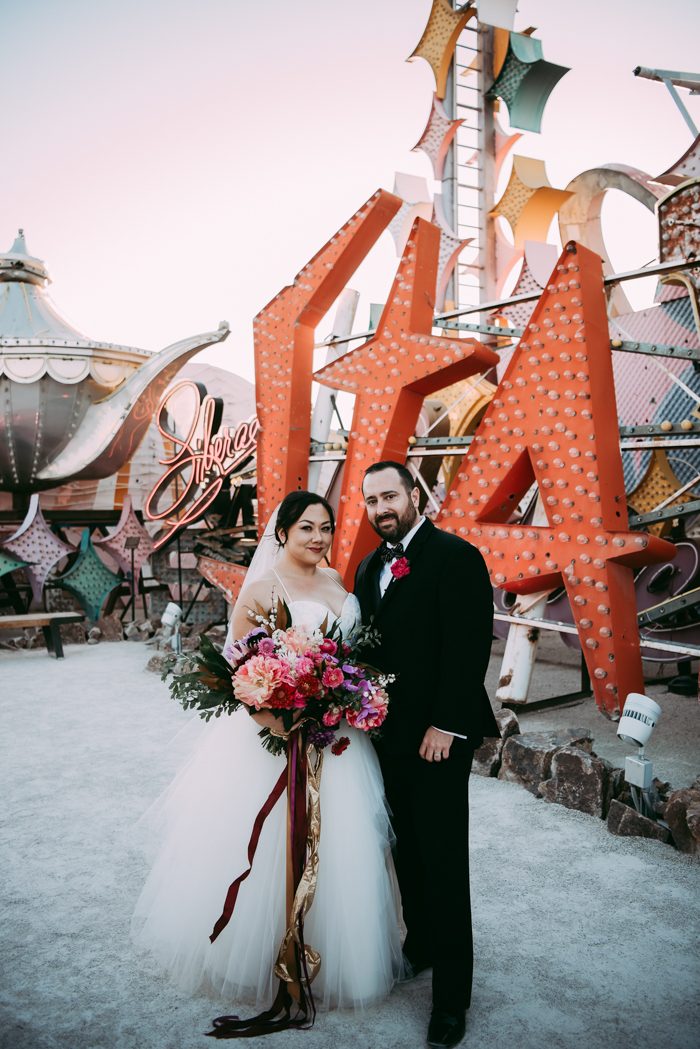 A Las Vegas Neon Museum Wedding Full of Quirk, Color, and Charm