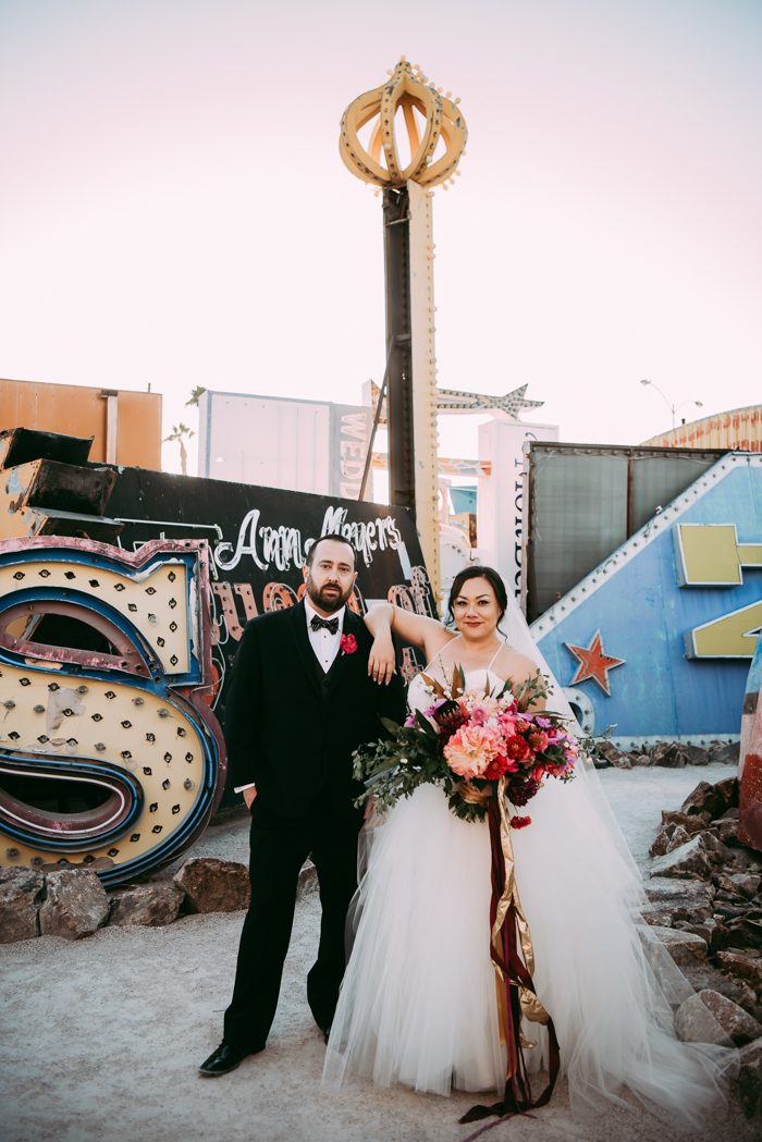 A Las Vegas Neon Museum Wedding Full of Quirk, Color, and Charm