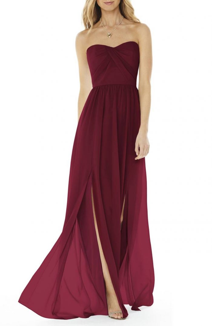 maroon gown for bridesmaid