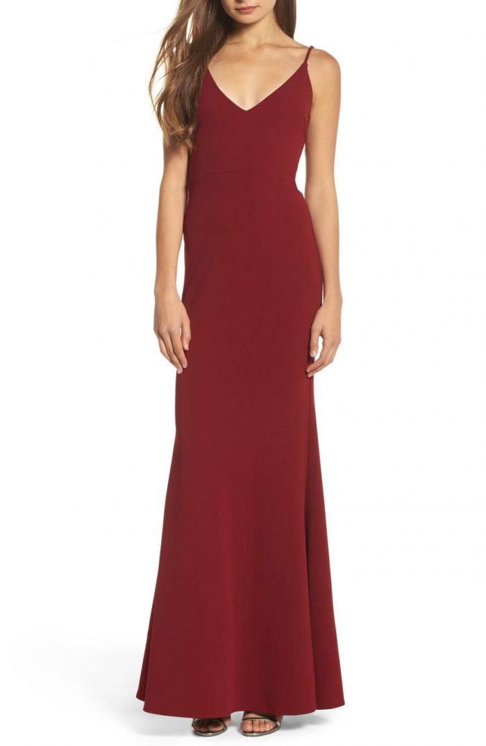 lulus v neck chiffon gown