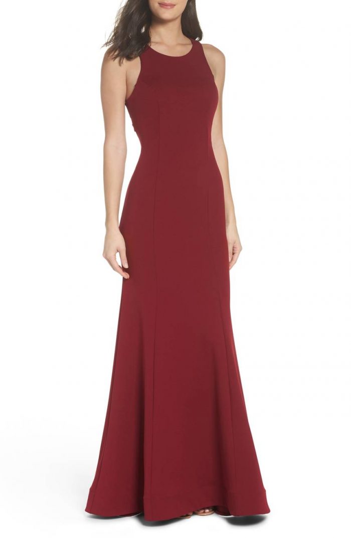 maroon gown for maid of honor