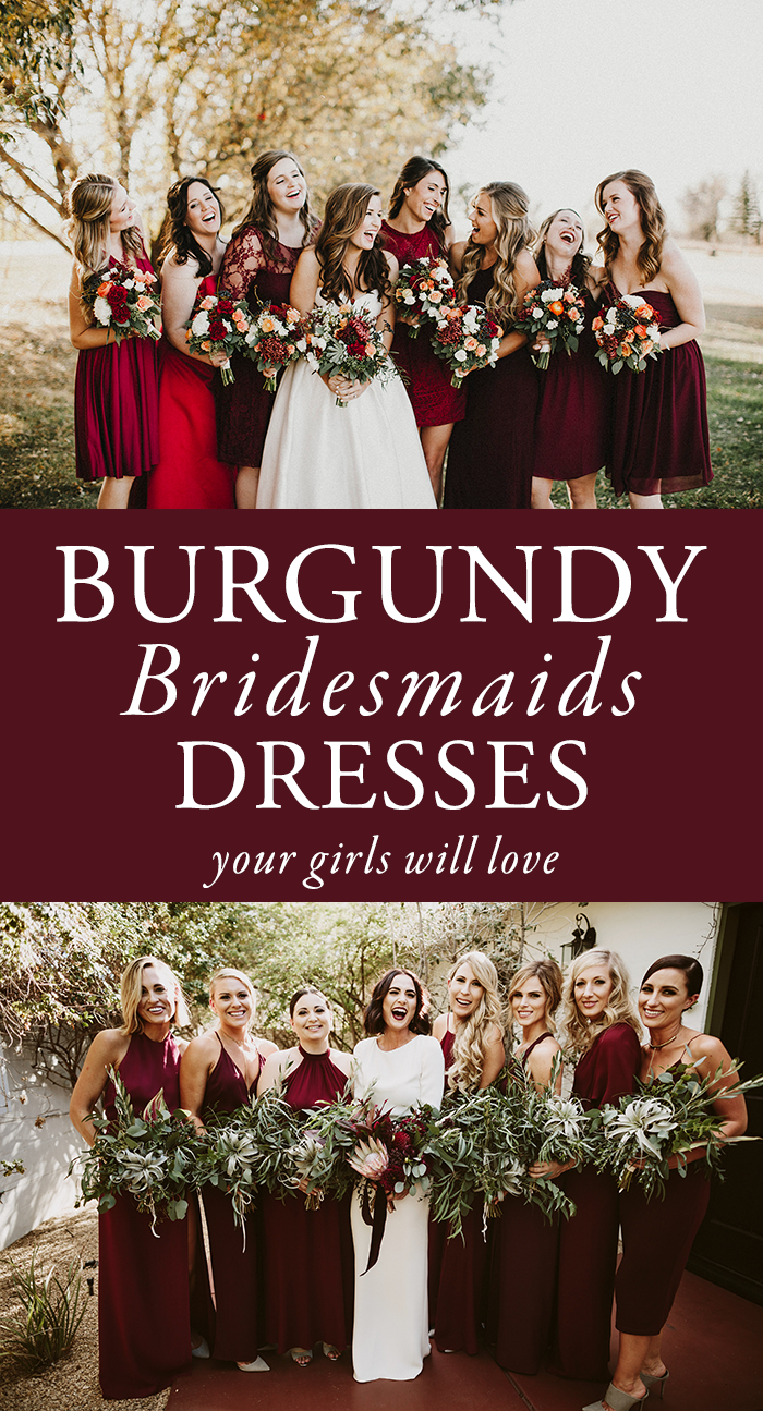 burgundy maroon bridesmaid dresses