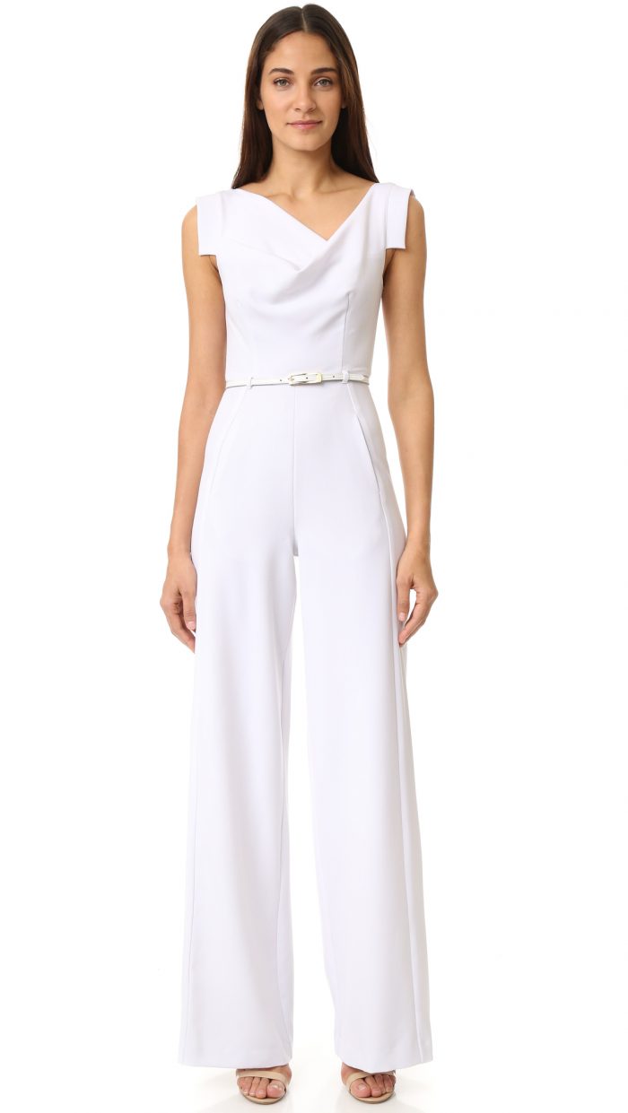 white wedding reception jumpsuit