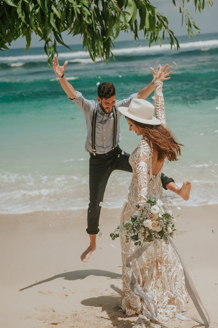 Boho Picnic Style Melasti Beach Wedding in Bali Junebug