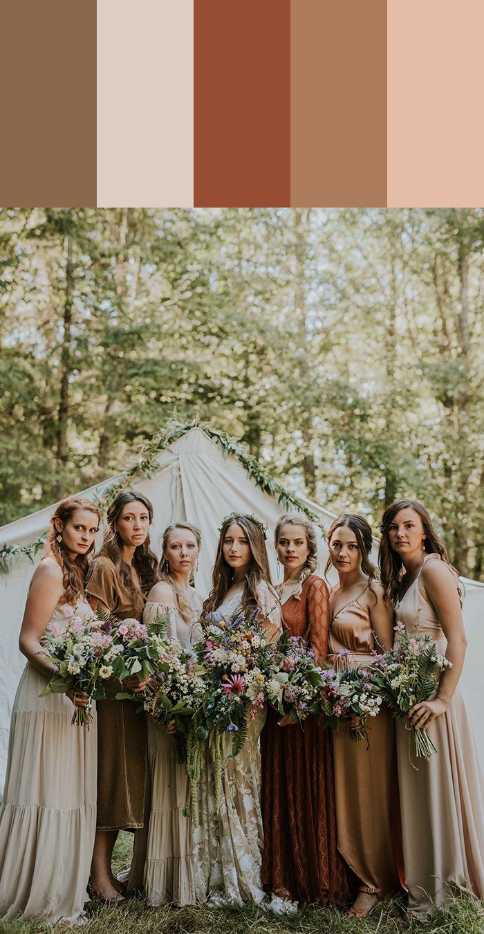 13 Mismatched Bridesmaids Dress Color Palettes To Use Throughout