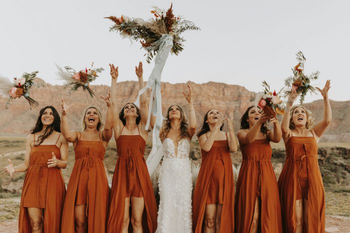 dark orange bridesmaid dresses