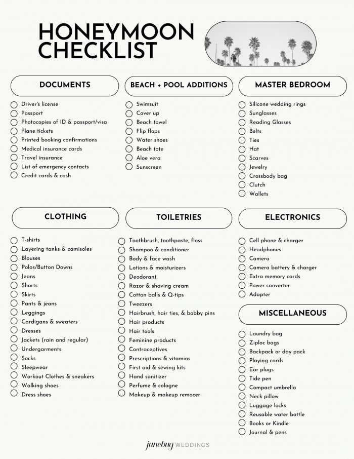 honeymoon checklist