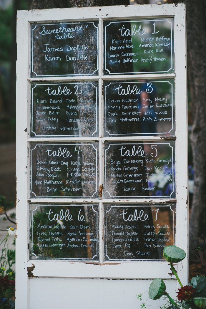 Window Wedding Seating Chart