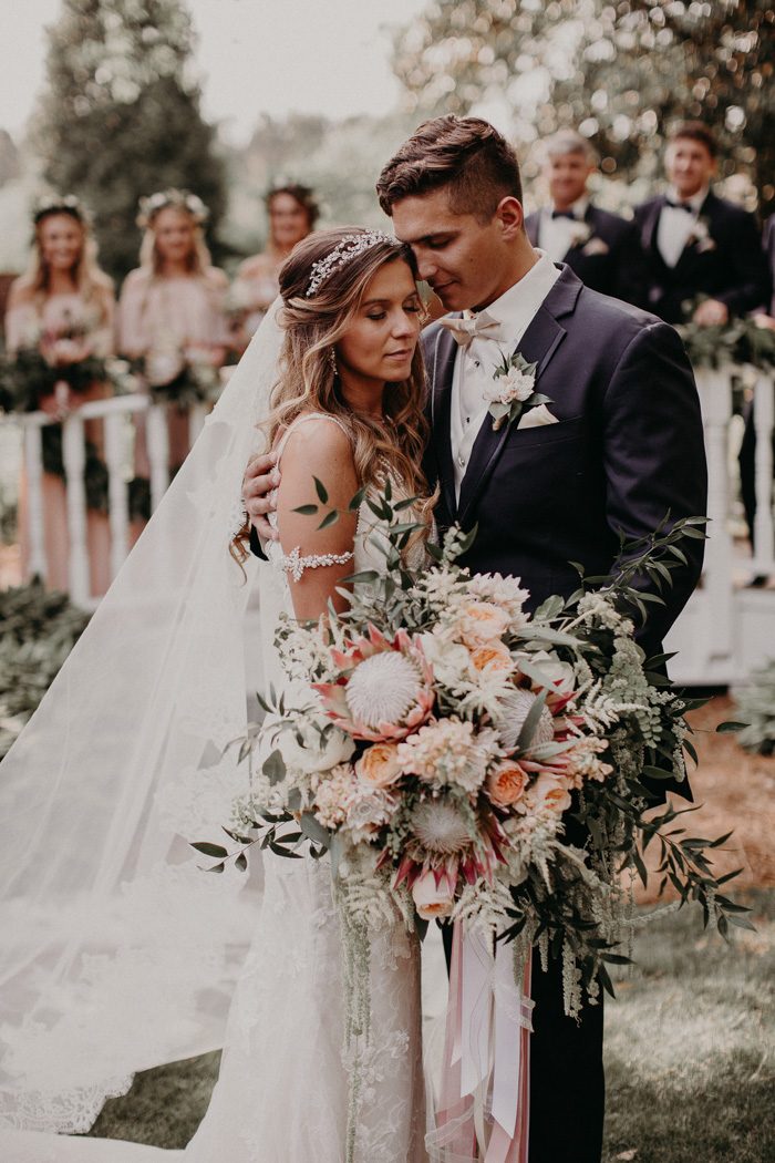 Boho Brides Will Want to Take Notes From This Blush and Navy Carl House  Wedding