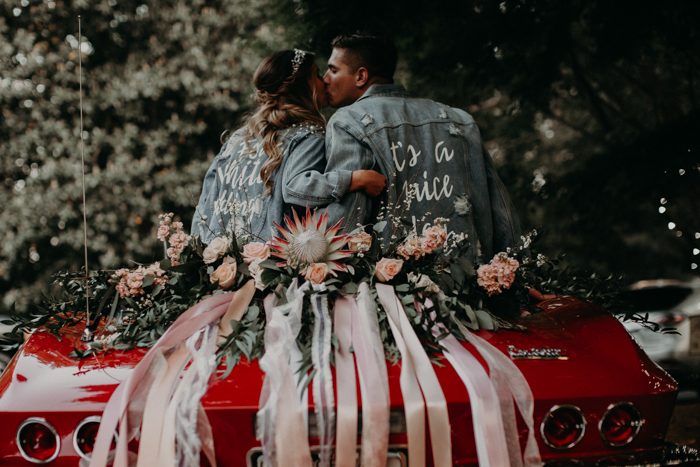 Boho Brides Will Want to Take Notes From This Blush and Navy Carl House  Wedding