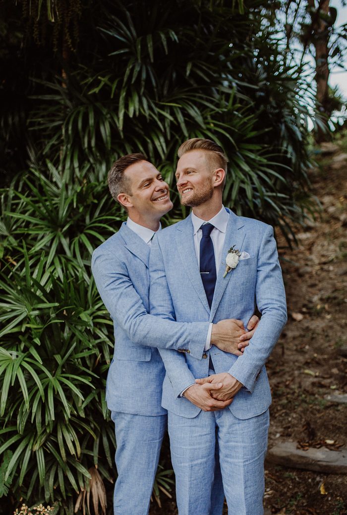 light blue suit wedding party