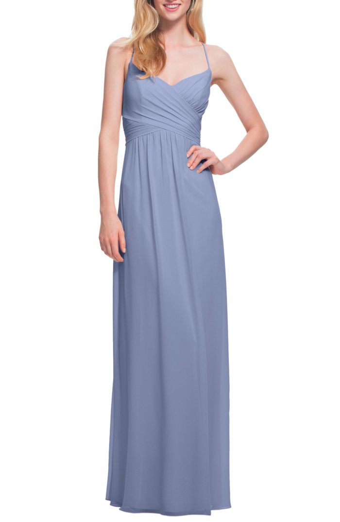 Levkoff crisscross outlet bodice chiffon gown