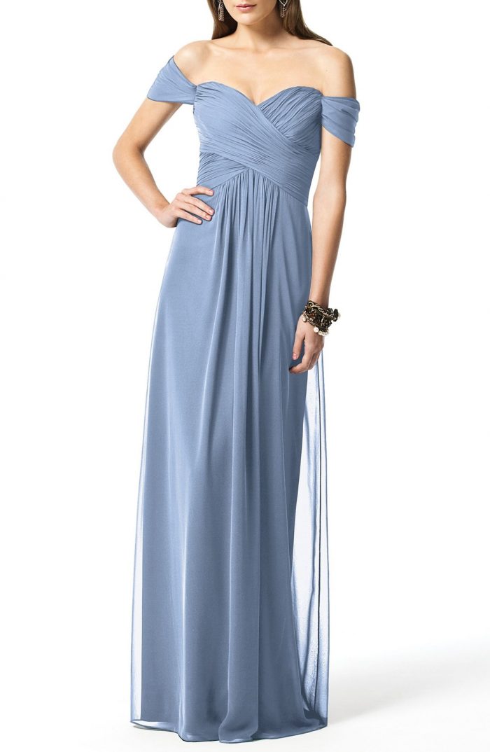 Dessy collection surplice on sale ruched chiffon gown