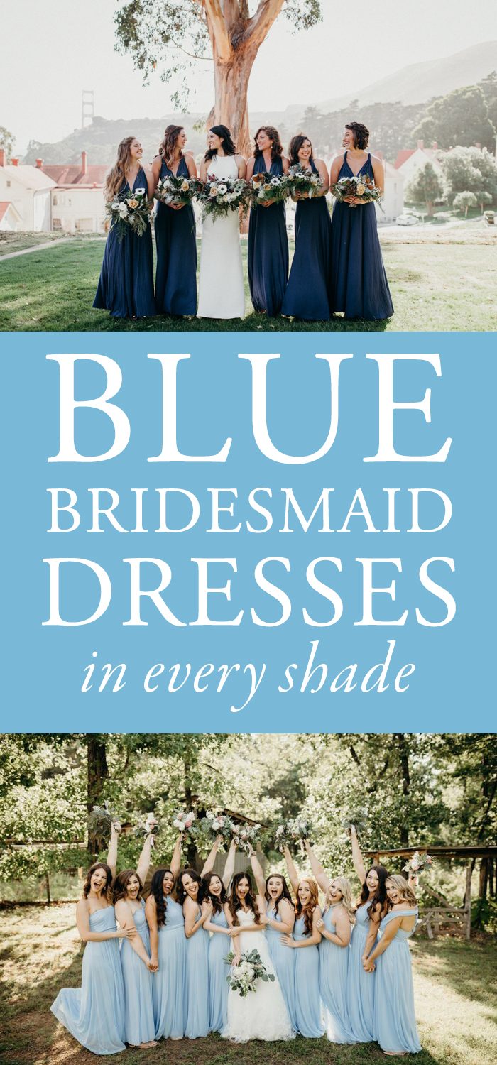 blue shades bridesmaid dresses