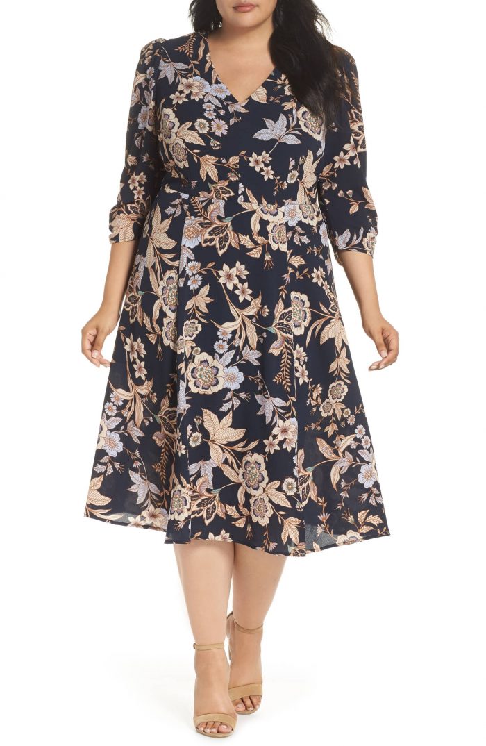 ny collections plus size floral ruffle sleeve to