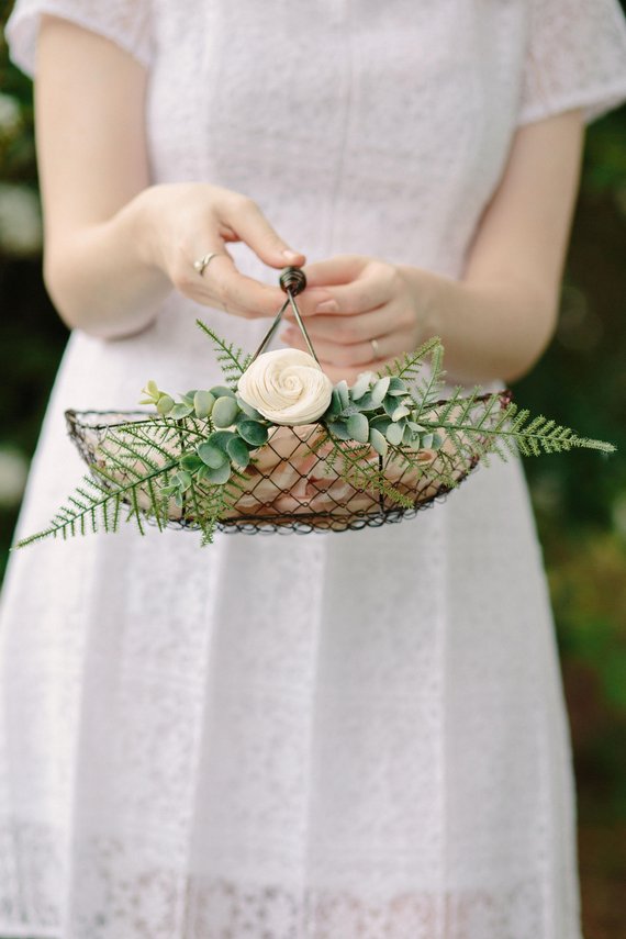 gold wire flower girl basket