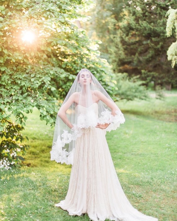 Dreamersandlovers Wedding Veil Megan Blusher Chapel