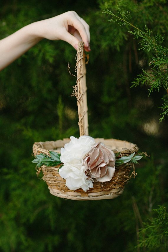 gold flower girl baskets