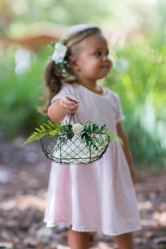 gold wire flower girl basket