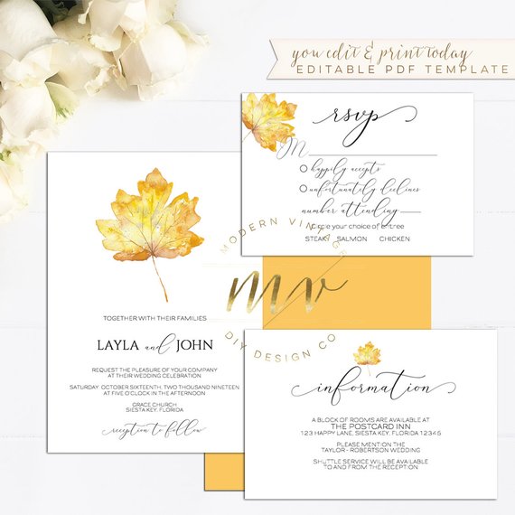 40 Fall Wedding Invitations From Etsy For Your Autumnal Affair