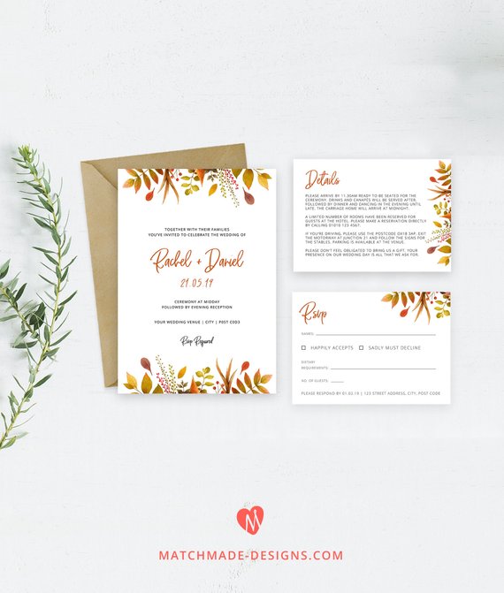 40 Fall Wedding Invitations From Etsy For Your Autumnal Affair