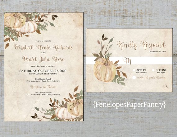 40 Fall Wedding Invitations From Etsy For Your Autumnal Affair